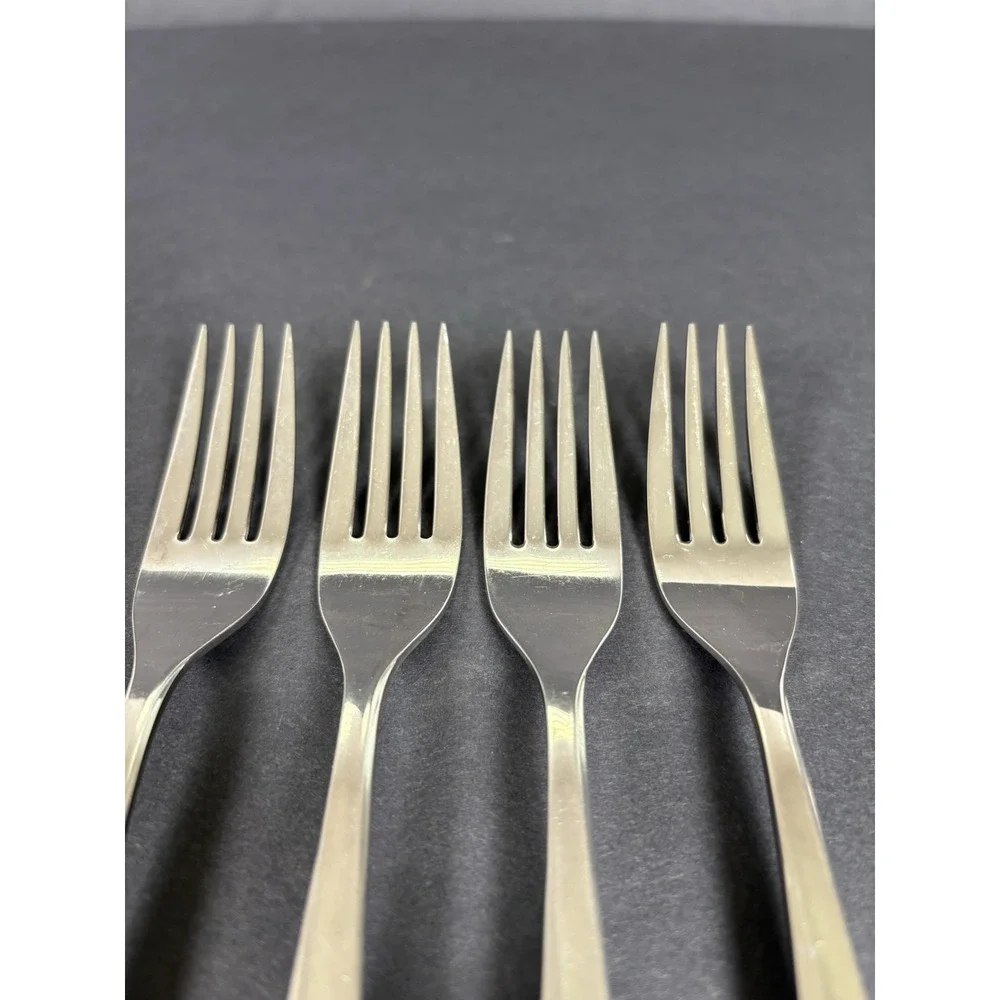 Lot 4 Oneida Community Stainless Starburst Atomic Star Salad Forks 7